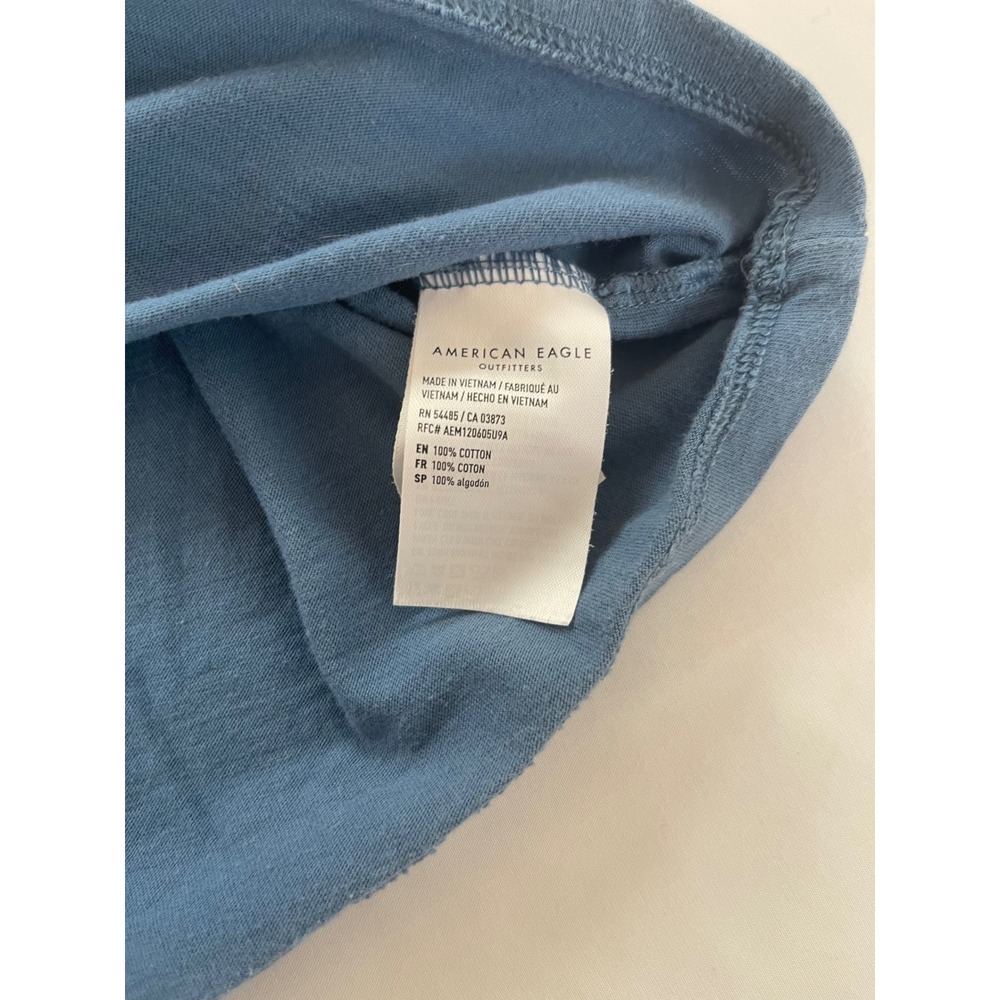 American Eagle Butterfly Graphic T-Shirt Blue Cotton Short Sleeve Boxy Top Large - Picture 5 of 6